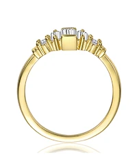 14K Gold Plated with Clear Cubic Zirconia Cocktail Ring