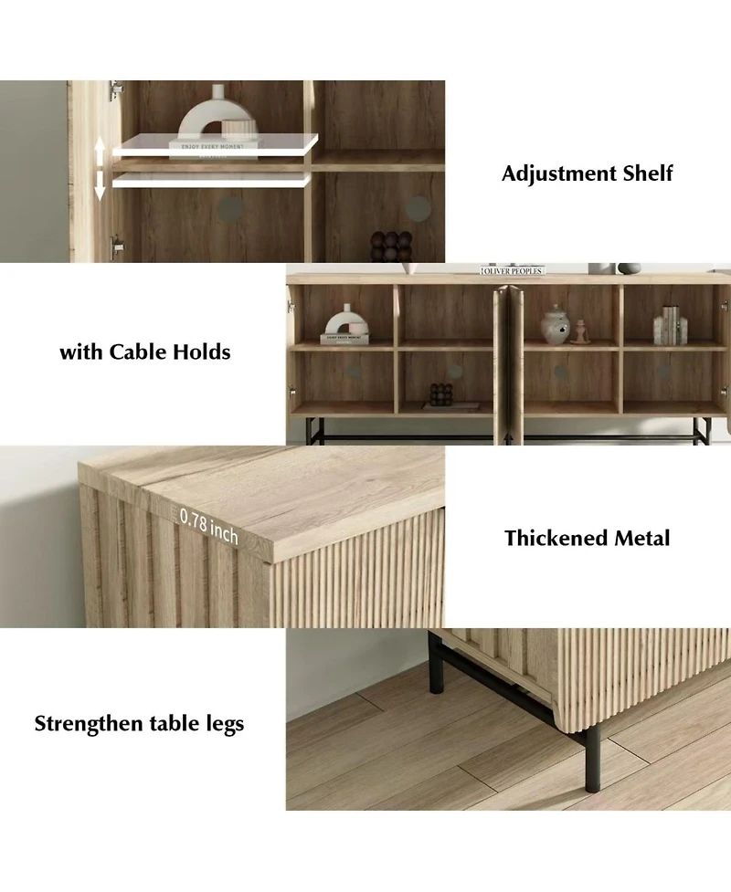 logicfox Modern Scandinavian Storage Sideboard Buffet File Cabinet , 68 inch