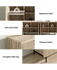 logicfox Modern Scandinavian Storage Sideboard Buffet File Cabinet , 68 inch