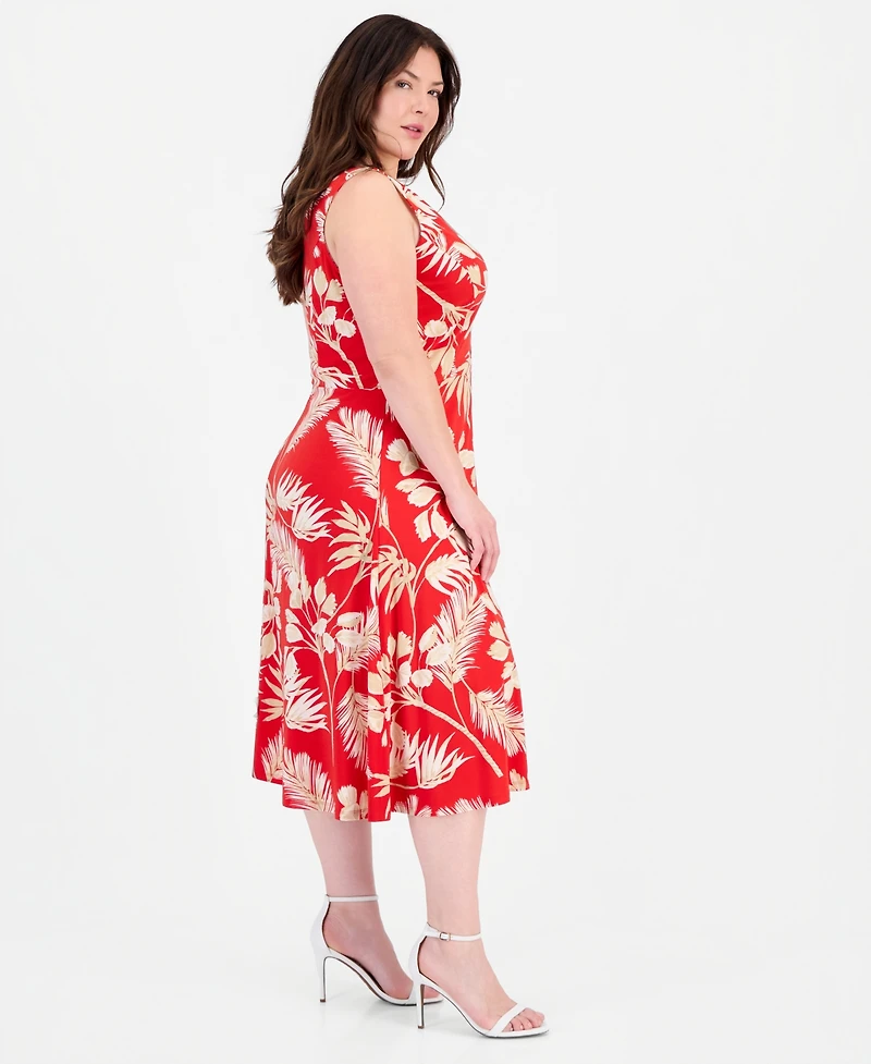 Anne Klein Essentials Plus Faux-Placket A-Line Dress
