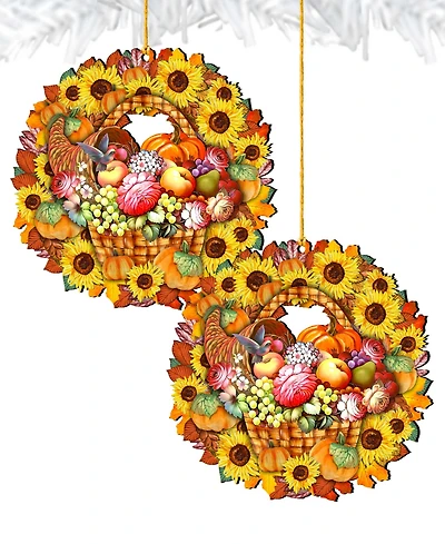 Designocracy Cats Wreath Holiday Ornaments, Set of 2