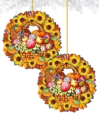 Designocracy Cats Wreath Holiday Ornaments, Set of 2