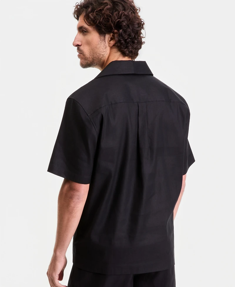 Alfani Men's Short-Sleeve Johnny Collar Shirt, Macy's Exclusive