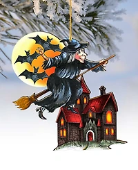 Designocracy Christmas Witch Holiday Ornaments, Set of 2