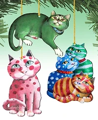 Designocracy Rainbow Cats Holiday Ornaments, Set of 3