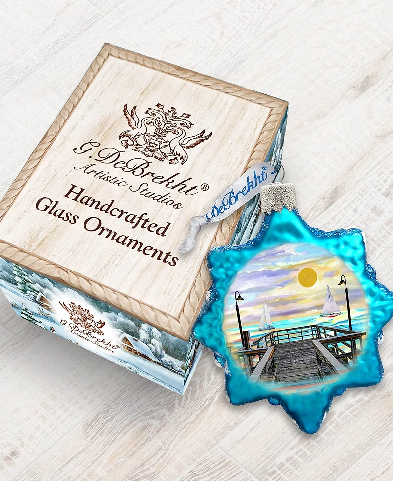 Designocracy Boats at Pier Mercury Holiday Ornament