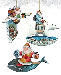 Designocracy Travel Ride Holiday Ornaments, Set of 3