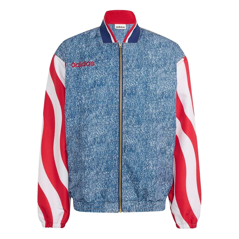 Adidas Men's Blue Usa Soccer 1994 Denim Graphic Full-Zip Track Jacket