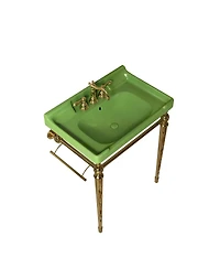 Sillysis 28" Bathroom Console Sink with Ceramic Vanity, Wall Mounted Basin & Stainless Steel Legs