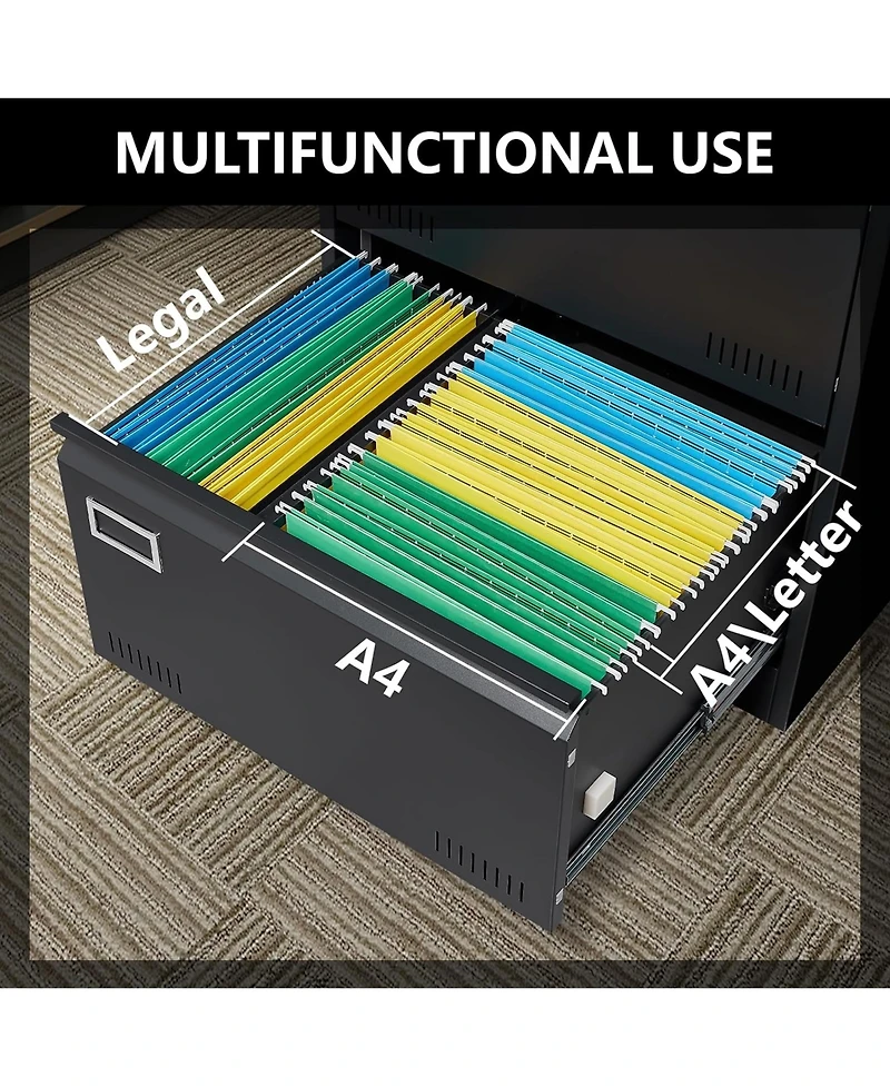 Rainsken 2 Drawer Lateral File Cabinet with Lock