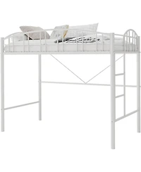 gaomon Metal Loft Bed, Steel Frame, Arched Guardrails, Ladder, Space-Saving