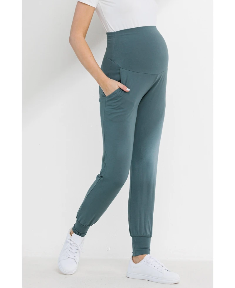 Hello Miz Maternity Over-the-Belly Pull-On Joggers With Side Pockets