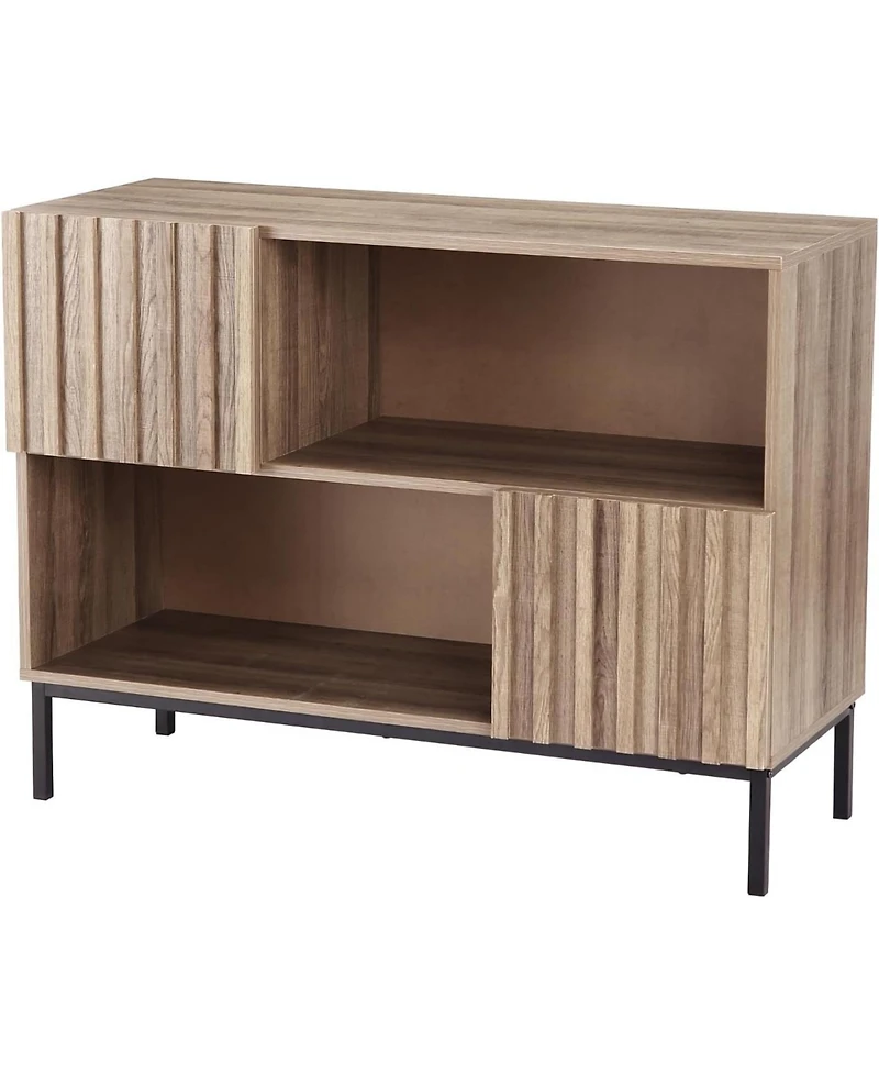 gaomon Farmhouse Entryway Table with Storage Shelves & Metal Legs - Wooden Sideboard Buffet Cabinet, Sofa Table for Living Room, Dining Room