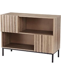 gaomon Farmhouse Entryway Table with Storage Shelves & Metal Legs - Wooden Sideboard Buffet Cabinet, Sofa Table for Living Room, Dining Room