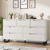 gaomon 7-Drawer Dresser for Bedroom, 55" Wide Freestanding Wooden Storage Chest for Living Room & Entryway
