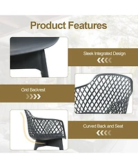 Aoodor Modern Dining Chairs Set of 2, Weather-Resistant Plastic Cafe with Ergonomic Back and Non-Slip Pad, Suitable for Patio, Restaurant