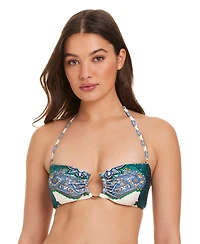 Red Carter Women's Solar Power U-Ring Bandeau-Neck Bikini Top
