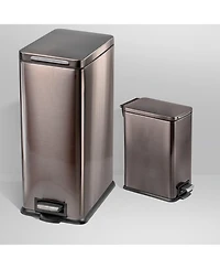 Home Zone Living 12 Gallon and 3 Gallon Slim Stainless Steel Trash Can Combo Set with Step Pedals and Soft Close Lids