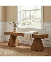 Tribesigns 63" Solid Wood Bench, Rustic Indoor End of Bed Bench