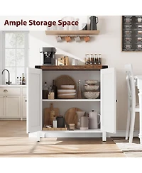 gaomon Small Storage Cabinet 2 Piece, Farmhouse Sideboard Buffet with 2 Doors & Adjustable Shelves, Entryway Console Cabinet for Living Room