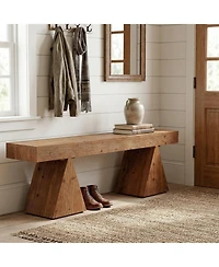 Tribesigns 63" Solid Wood Bench, Rustic Indoor End of Bed Bench