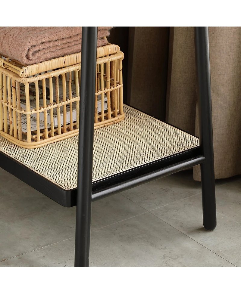 Rainsken Trapezoid Solid Oak Wood Clothes Rack, Standing Garment Racks with Shelves for Hanging Clothes