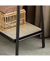 Rainsken Trapezoid Solid Oak Wood Clothes Rack, Standing Garment Racks with Shelves for Hanging Clothes