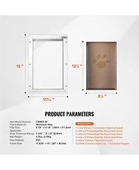Cozito Aluminum Frame Pet Door 11.3" x 16" with Locking Flap for Interior or Exterior Doors