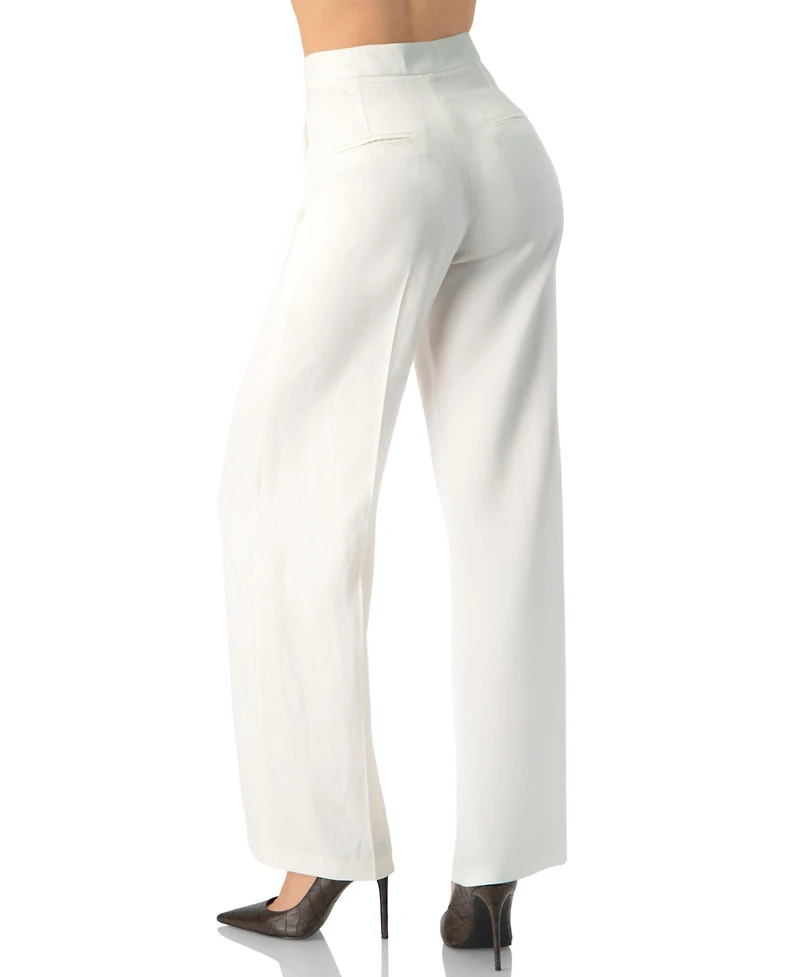 Ivonne Women's Wide-Leg Straight Cotton Pants