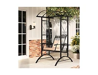 Slickblue Outdoor Porch Swing with Stand and Dual Trellises