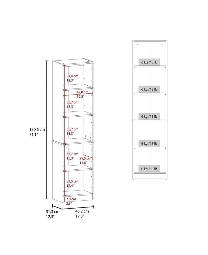 Fm Furniture Milo Modern Storage Cabinet with 5 Shelves and Glass Front, Minimalist Design