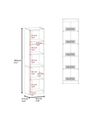 Fm Furniture Milo Modern Storage Cabinet with 5 Shelves and Glass Front, Minimalist Design