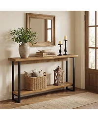 Tribesigns Solid Wood Live-Edge Console Table for Entryway, Farmhouse 63-Inch Narrow Long Sofa Table Behind Couch