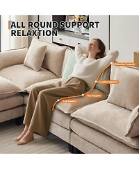 gaomon 112" Modular Sectional Sofa, L-Shape Cloud Couch/Deep Seat/Armrest/Plush Corduroy Fabric, No Assembly Required, Space-Saving