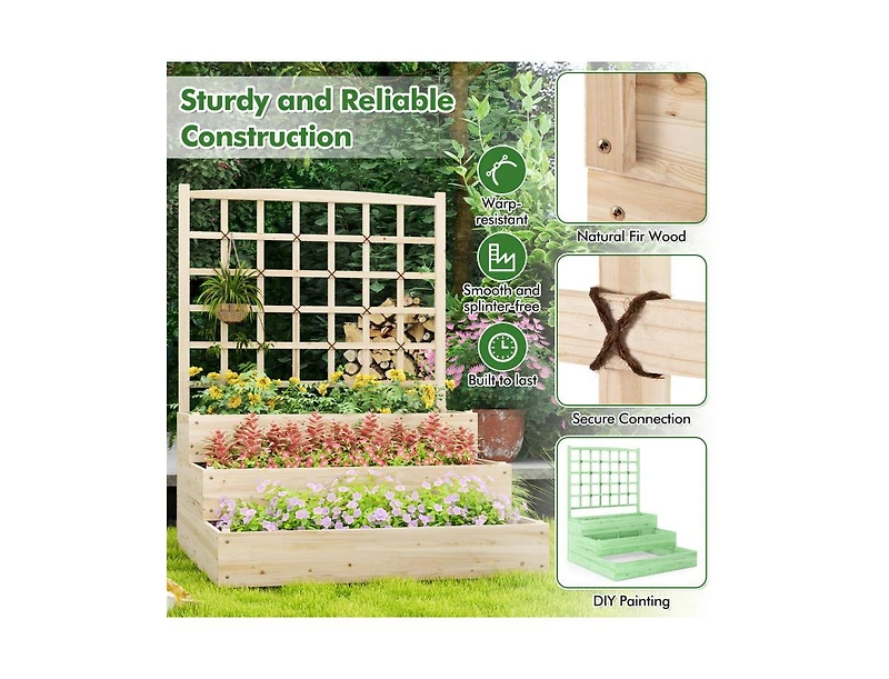 Slickblue 3-Tier Raised Garden Bed with Lattice Trellis