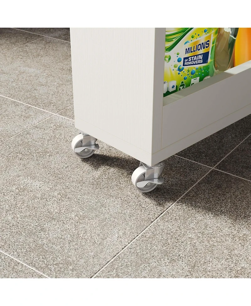 Tribesigns 5-Tier Tall Narrow Storage Cart on Wheels, 63 '' Mobile Shelf Organizer, Rolling Utility Cart for Kitchen, Dining Room, Small Spaces