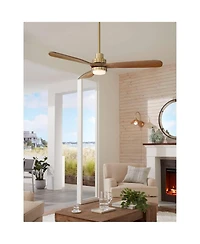Casa Vieja 52" Delta Modern Indoor Ceiling Fan 3 Blade Cct Led Light Remote Control Soft Brass Finish Bedroom Living Room Dc Motor