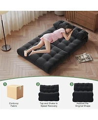 gaomon Folding Sofa Bed, Futon Sofa Bed, Floor Folding Couch for Living Room, Convertible Sleeper Chair with Pillow Foldable Mattress Back Support