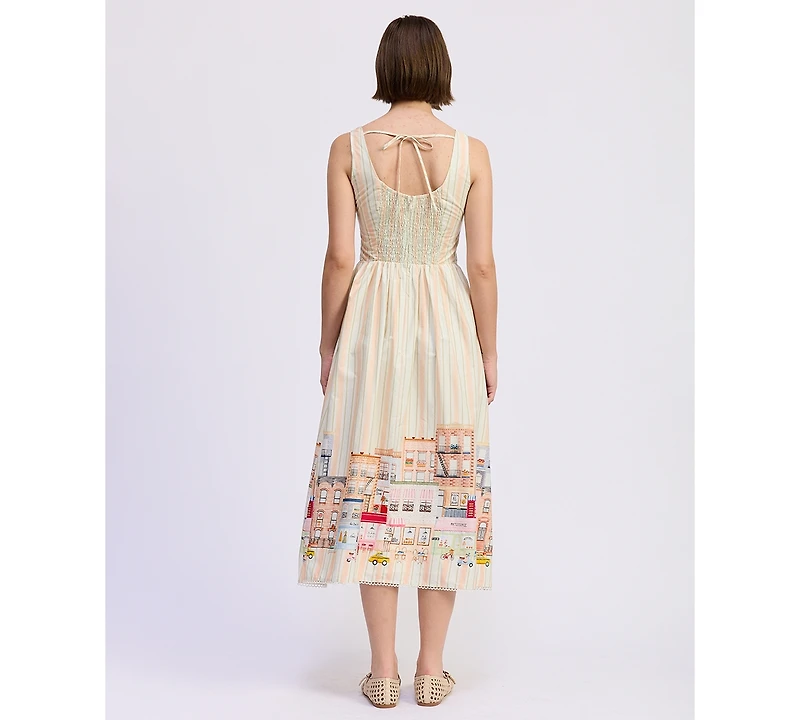 En Saison Women's Square Neck Athena Midi Dress