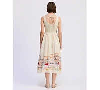 En Saison Women's Square Neck Athena Midi Dress