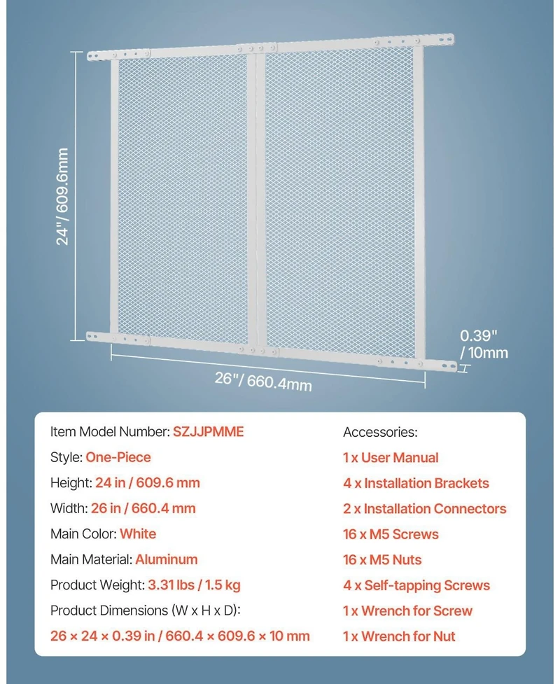 Cozito 24" x 26" Rv Screen Door Protector with Reinforced Mesh