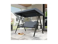 Slickblue 3 Seat Patio Swing with Adjustable Canopy and Trays