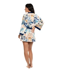 Linea Donatella Women's Printed Wrapper, Camisole and Shorts, 3-Piece Set