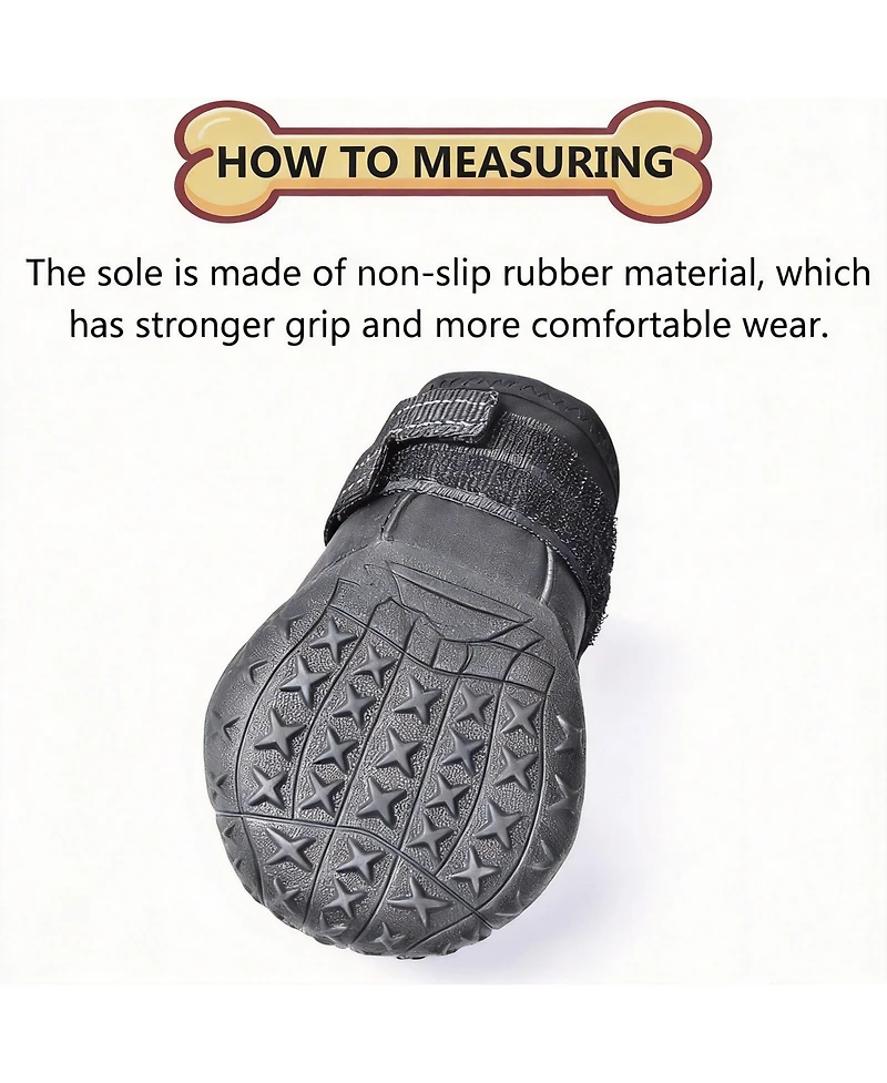 Dog Boots with Reflective Straps for Large Dogs - Waterproof, Anti-slip, and Adjustable