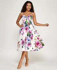Katia Rae Junior's Twist-Bodice Sweetheart Neck Midi Dress