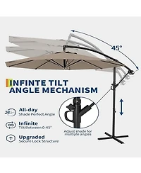 gaomon 10ft Cantilever Hanging Patio Umbrella with Crank & Cross Base