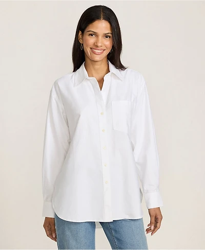 Lands' End Women's Oversized Oxford Button Front Shirt