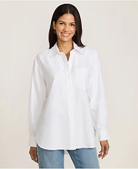 Lands' End Women's Oversized Oxford Button Front Shirt