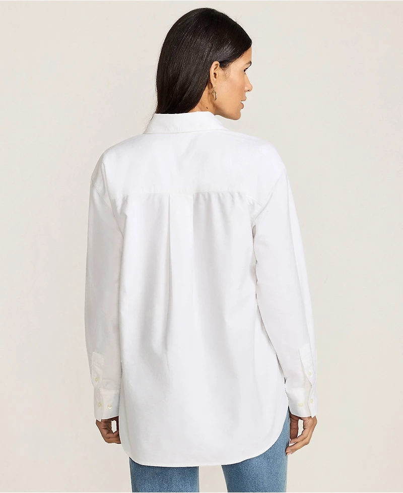 Lands' End Women's Oversized Oxford Button Front Shirt