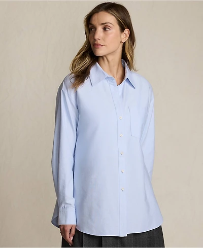 Lands' End Women's Oversized Oxford Button Front Shirt